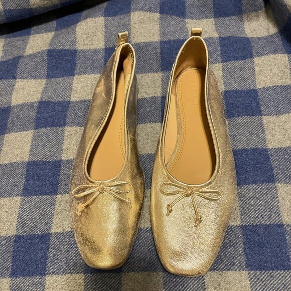 Gold leather ballet flats, size 40 - Picture 1 of 9